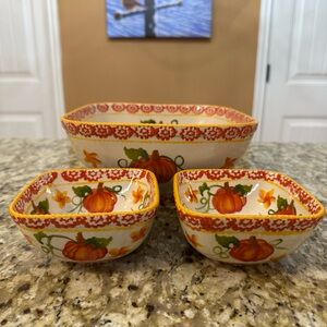 Festive Pumpkin Themed Ceramic Bowl Set